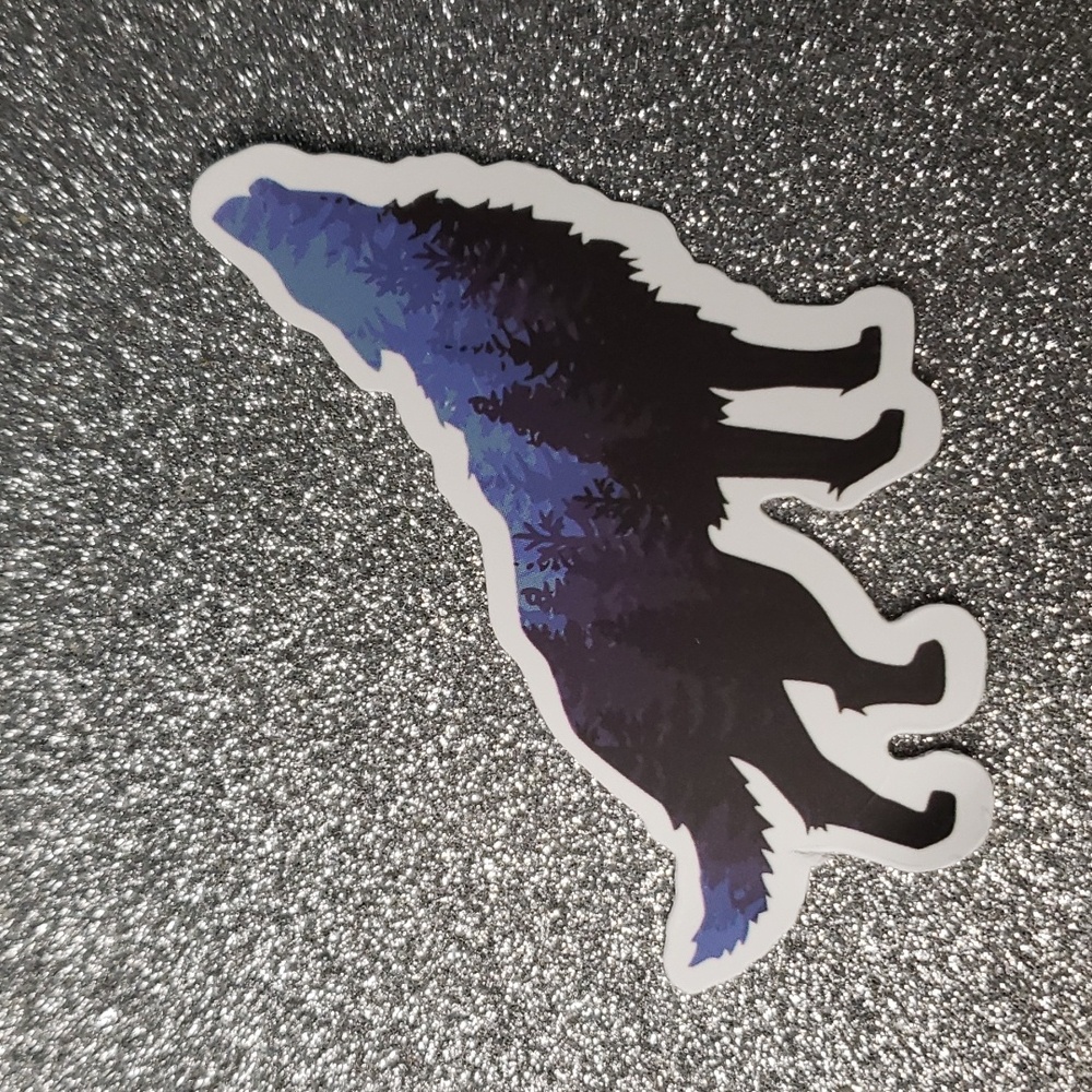ART NATURE HOWLING WOLF forest waterproof Sticker